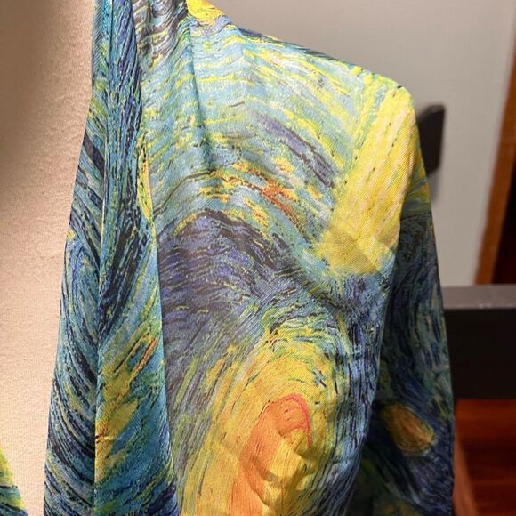 Starry Night Patterned Scarf #YC - Picture 3 of 8